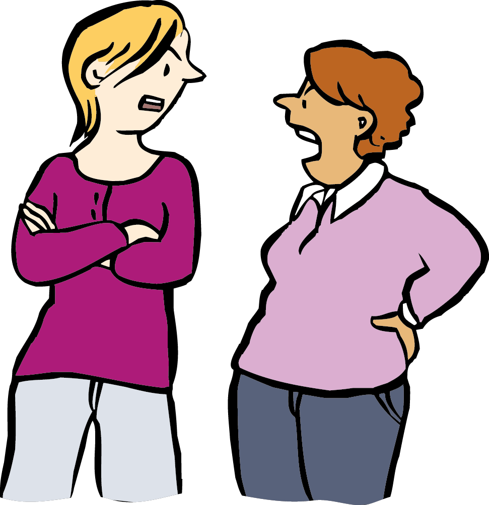 zwei Frauen schreien sich an