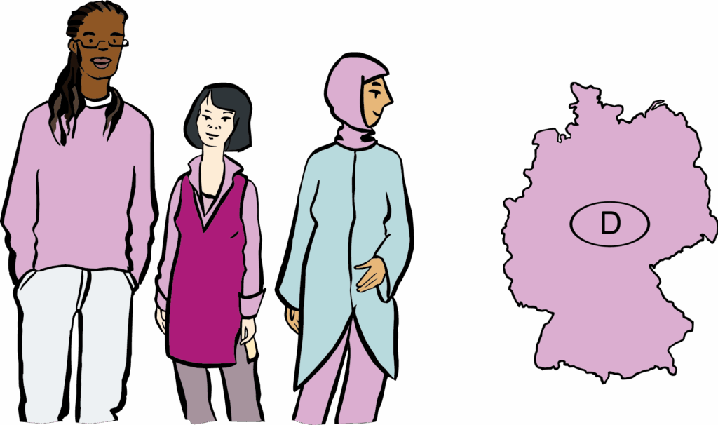 mehrere Personen und eine Deutschlandkarte.
